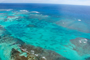 Aerial view of caribbean coastline from a helicopter, Dominican Republic