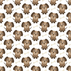 seamless pattern with funny dogs and bones