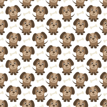 seamless pattern with funny dogs and bones