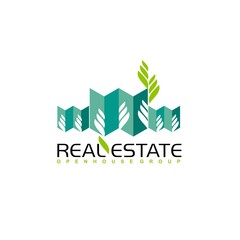 Real Estate logo design template. Corporate branding identity. Eco and green logo