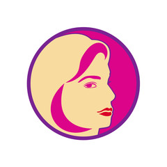 Beauty logo. Woman's face. Abstract concept. Flat design. Vector illustration on white background.