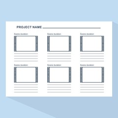 storyboard template on blue