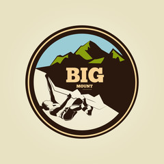 Vintage mountain climbing round logo - sport activity