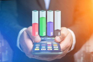 Concept of a RGB Inkjet level interface over a device - Computer and technology concept