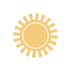 Flat sun icon. Yellow on a white background. For website, mobile. Sign weather.