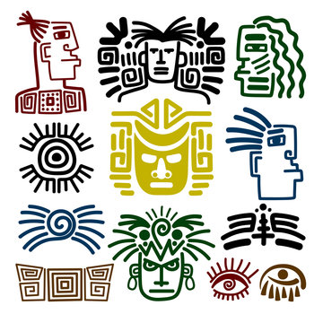 Tribal face drawings set