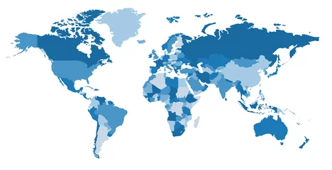 Rolgordijnen Blue world map. Political map. Every country is isolated. © D1min