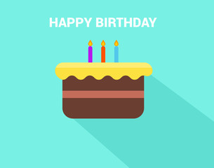 Flat Birthday cake with "Happy birthday" text vector