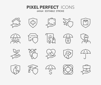 insurance concepts thin line icons