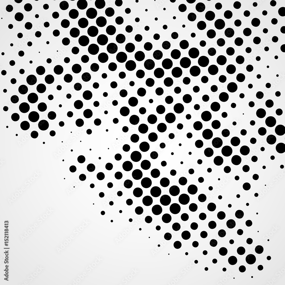 Poster halftone abstract black dots design element isolated on a white background.