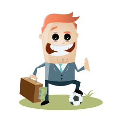 corrupt football manager with money in his bag