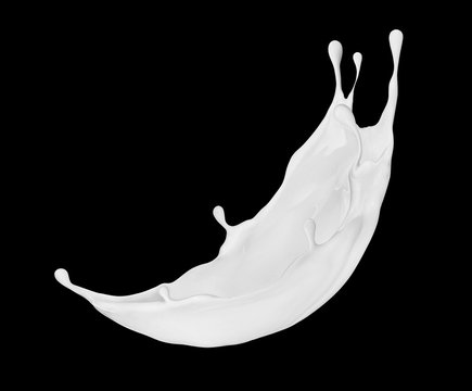 Milk or cream splash isolated on black background