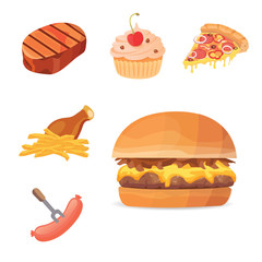 fat food vector icon illustration. cartoon collection