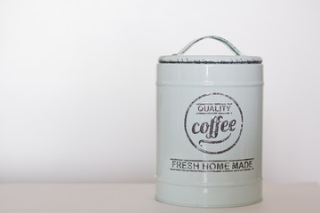 Blue vintage coffee storage container