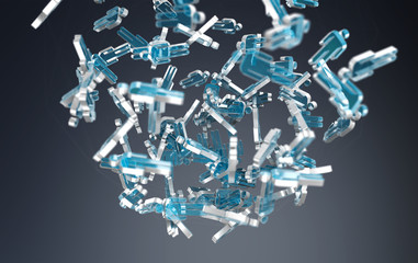 3D rendering group of icon blue people