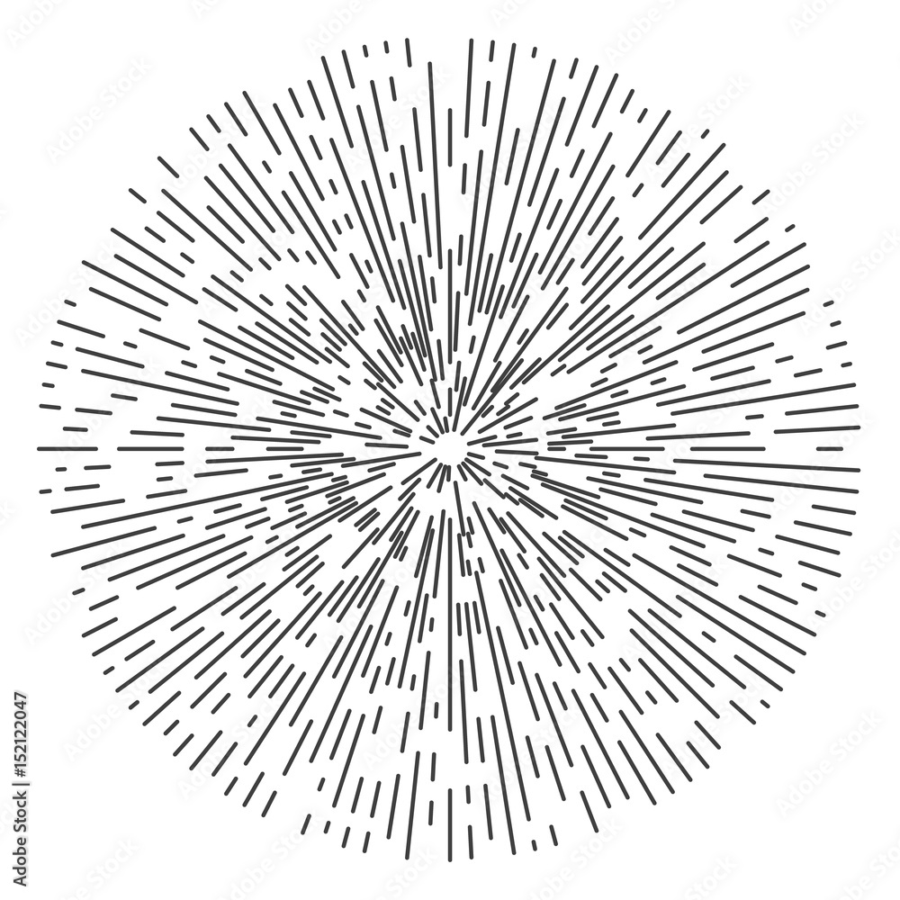 Poster Linear rays of the sun in vintage style. Abstract Sunburst. Design Element. Vector illustration.