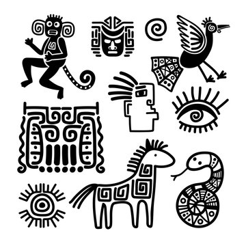 Mexican tribal black line symbols