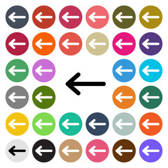 Vector modern Arrow flat design icon set in button