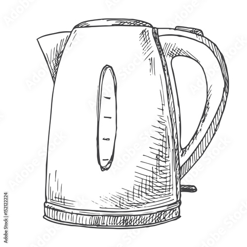 "Electric kettle isolated on white background. Vector illustration of a