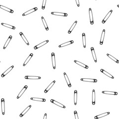 Grey color Sewing Needle and pin Seamless pattern. vector background