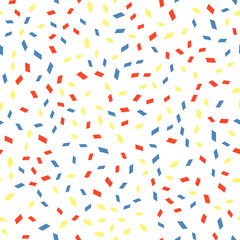 Colorful Confetti Abstract seamless pattern. on White background. Birthday, Party. Vector Illustration.