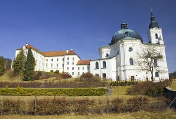Fototapeta na wymiar Pilgrimage Church and monastery in Krtiny, Czech Republic