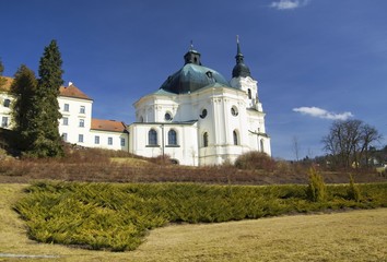 Fototapeta na wymiar Pilgrimage Church and monastery in Krtiny, Czech Republic