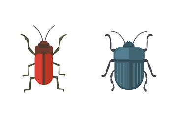 insects flat style vector design icons. Collection nature beetle and zoology cartoon illustration. Bug icon wildlife concept.