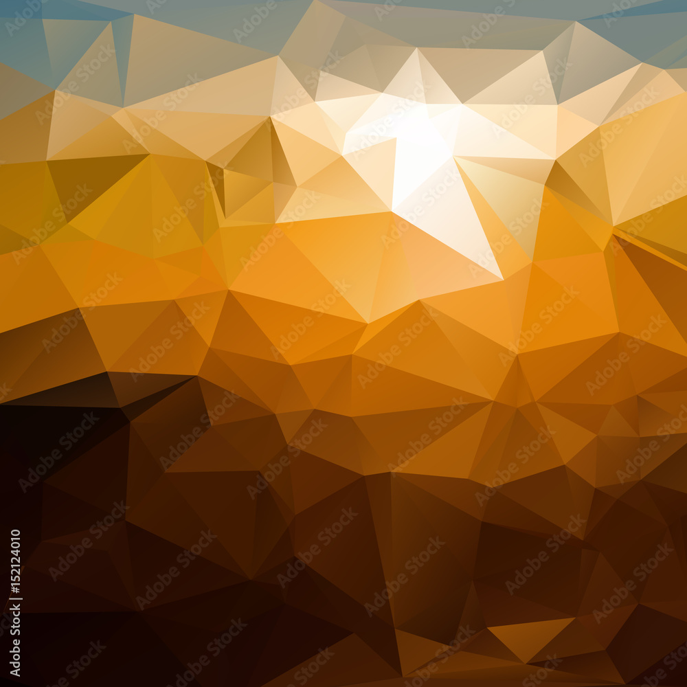 Aufkleber sunset triangle polygon mosaic background. orange polygonal vector illustration. geometric backgroun