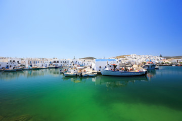 Fototapeta na wymiar Naoussa, Greece, Cyclades. Beautiful town of Naoussa