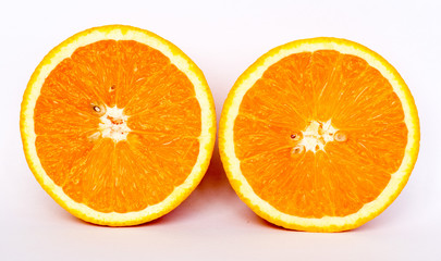 slice of orange on white background