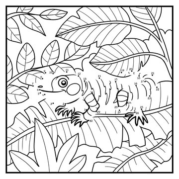 Numbers game, dot to dot game for children, Xenosaurus and background