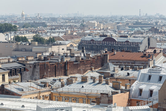 Top view of Saint Petersburg from Saint Isaac's Cathedral in summer day. Russia.