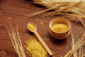 porridge kuskus couscous with bulgur isolated on white