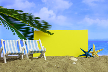 Summer sandy beach - blank paper sheet