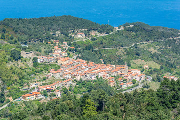 Naklejka na ściany i meble Panoramic view of Marciana village in Elba Island