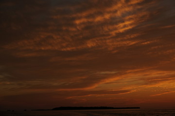 Fototapeta na wymiar Dark red sky at sunset
