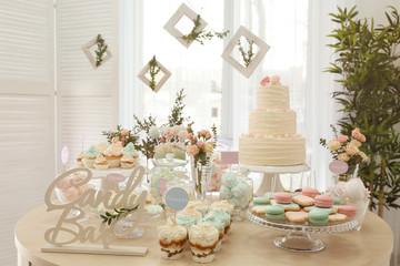 Table with sweets prepared for party