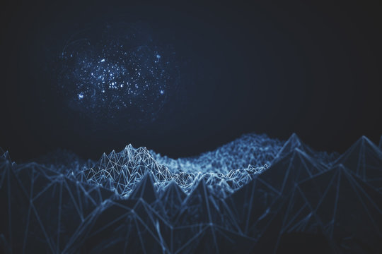 Blue polygonal mountains