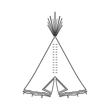 Icon or emblem of indian or tipi tent for outdoor recreation.