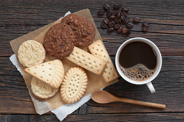 Coffee and various cookies