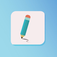 Flat pencil draw icon style vector with blue gradient background