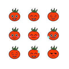 Tomatoes emojicons set with isolated white background vector