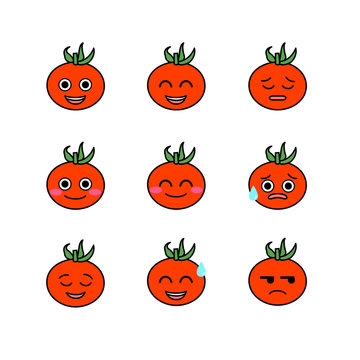 Tomatoes emojicons set with isolated white background vector