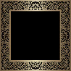 Vintage gold square frame on black