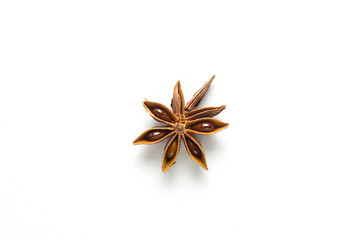Star anise, isolated on white background close-up