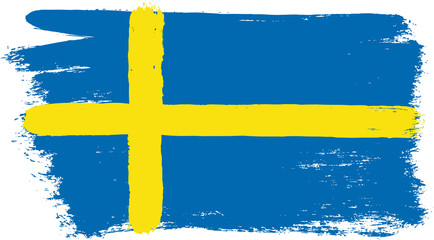 Sweden Flag Vector Hand Painted with Rounded Brush