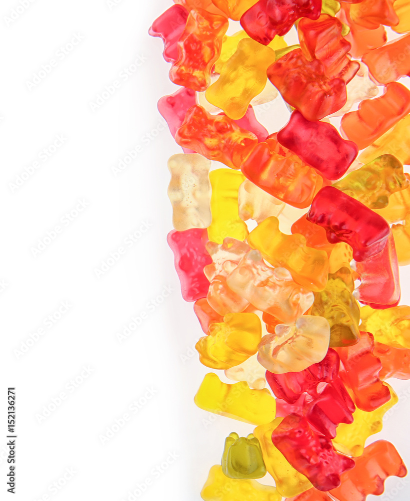 Wall mural Tasty and colorful jelly candies on white background