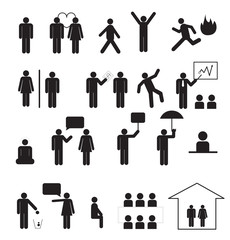 Sign of people life set.businessman group, work human pictograms on white.General people sign vector.