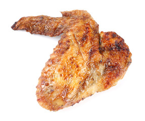 Grilled chicken wing isolated on white background